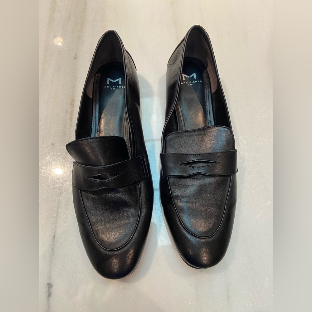 ✅ Marc fisher black loafers slip on dress shoes
